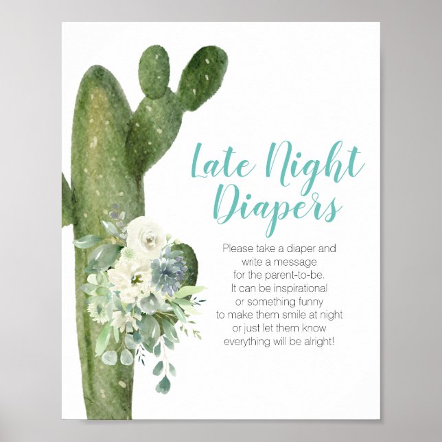 Affiche Cactus Fleurs blanches Diapeurs de nuit (Devant)