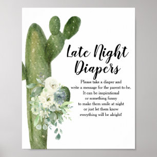 Affiche Cactus Fleurs blanches Diapeurs de nuit