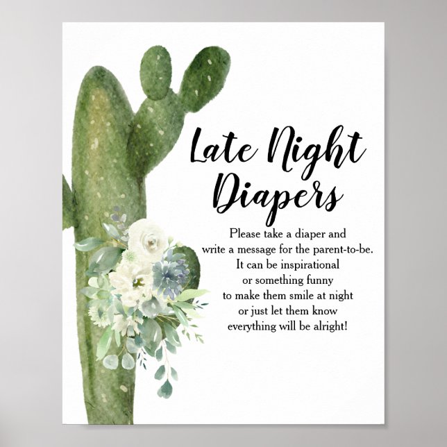 Affiche Cactus Fleurs blanches Diapeurs de nuit (Devant)
