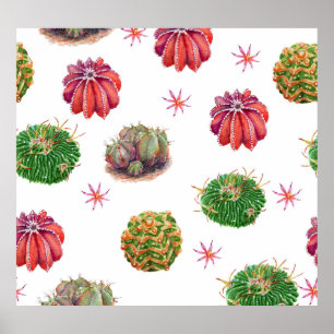 Affiche Cactus Floral : Arrière - plan aquarelle