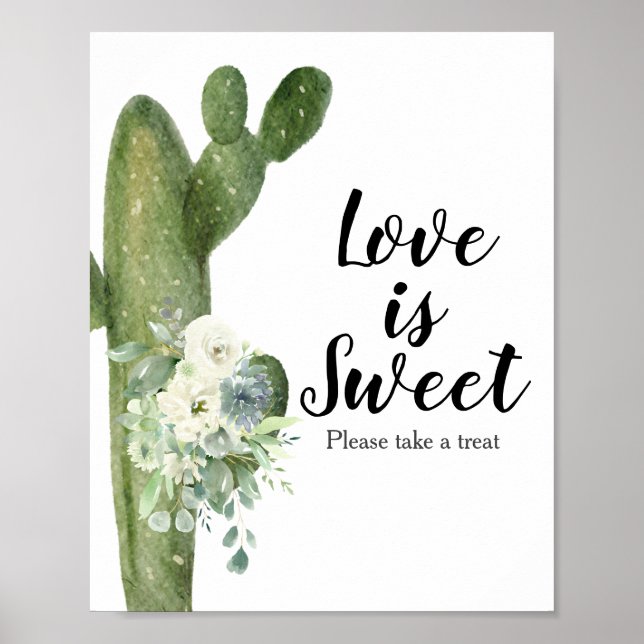 Affiche Cactus Floral Taco à propos d'amour est un doux si (Devant)