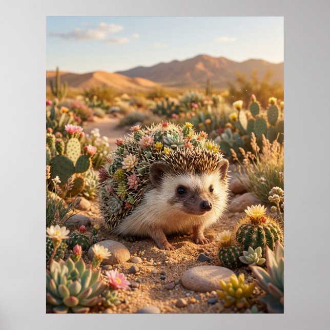Affiche Cactus Hérisson Fleur de Désert (Devant)