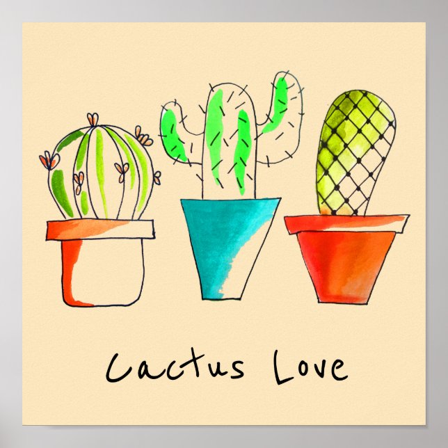 Affiche Cactus mexicain mignon illustration art (Devant)