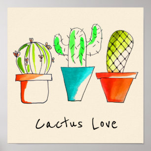 Affiche Cactus mexicain mignon illustration art