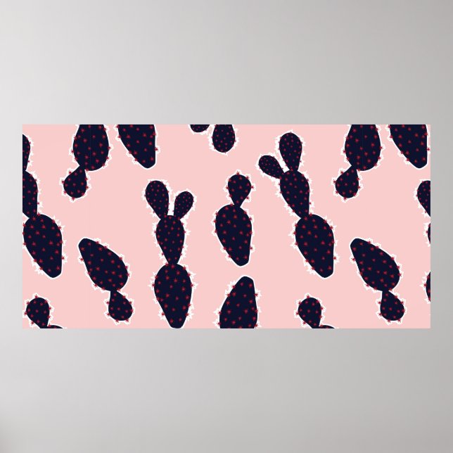 Affiche Cactus mignon douce humeur et ton motif, (Devant)