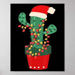 Affiche Cactus Noël Arbre Lumières Succulent Plante