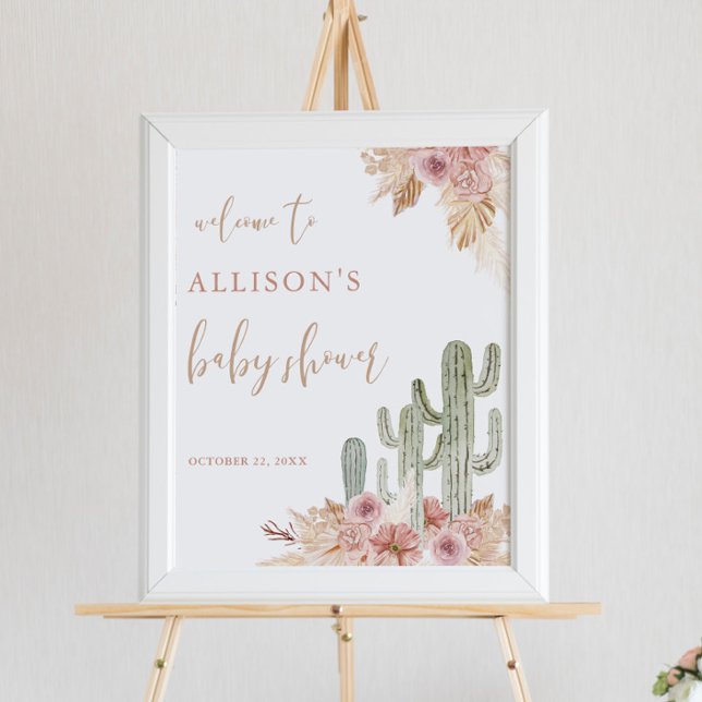 Affiche Cactus pampas herbe boho baby shower signe de bien (Créateur téléchargé)