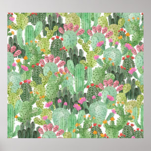 Affiche Cactus peint à la main : Vert désert