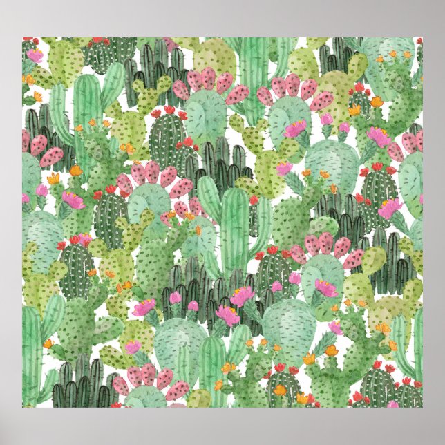Affiche Cactus peint à la main : Vert désert (Devant)