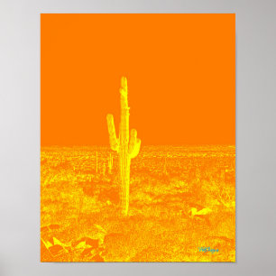 Affiche Cactus Photo Art Orange Jaune Arizona Desert Fun