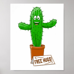 Affiche Cactus Plante Bienvenue Câlins Gratuits