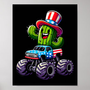 Affiche Cactus Riding Monster Truck 4 Juillet
