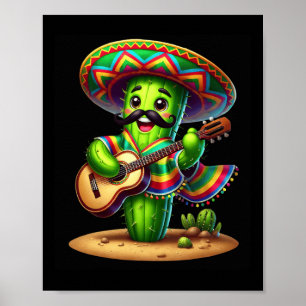 Affiche Cactus Sombrero Guitare Cinco De Mayo Garçons Homm
