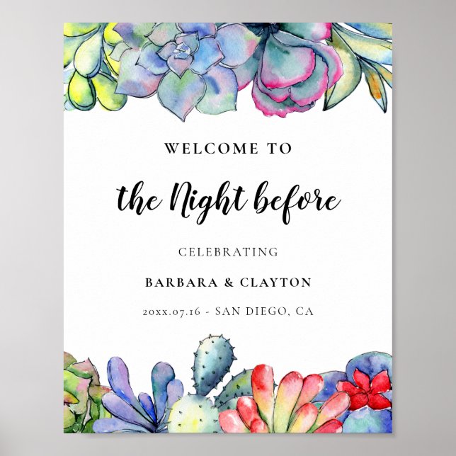 Affiche Cactus succulent Bienvenue à la veille (Devant)