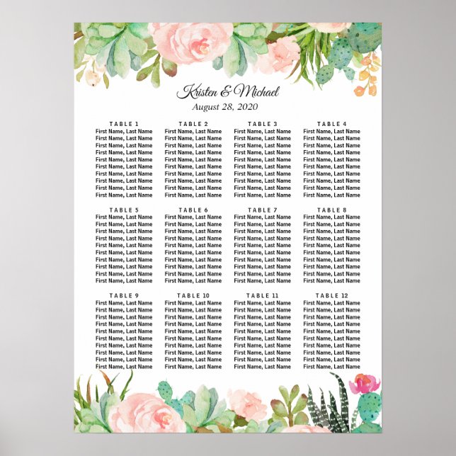 Affiche Cactus Succulent Mariage floral (Devant)