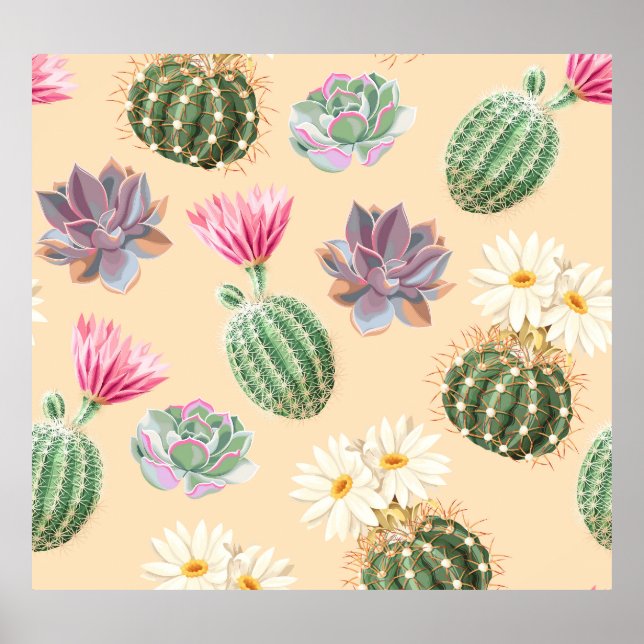 Affiche Cactus Succulent : Motif de détail élevé (Devant)