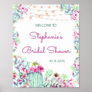 Affiche Cactus Succulents Chaîne Lumières Fête des mariées