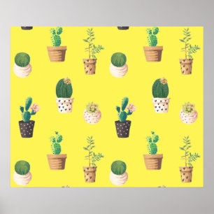 Affiche Cactus Succulents de Dessert Vert dans les pots