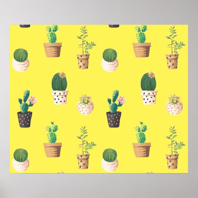 Affiche Cactus Succulents de Dessert Vert dans les pots (Devant)