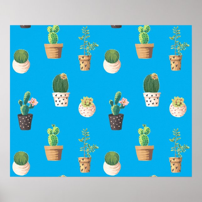 Affiche Cactus Succulents de Dessert Vert dans les pots (Devant)