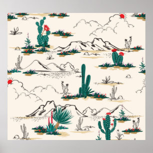 Affiche Cactus Succulents : Flore Vintage du désert.