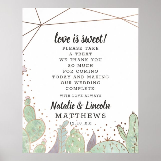 Affiche Cactus & Succulents Geo Love is Sweet Mariage Sign (Devant)