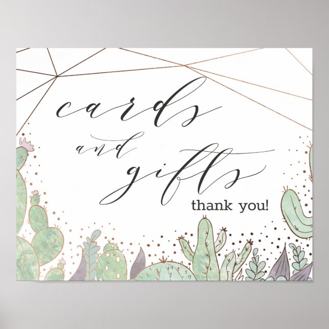 Affiche Cactus Terrarium Cartes et Cadeaux Panneau Mariage (Devant)