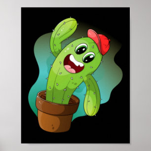 Affiche Cactus végétal de dessin animé heureux