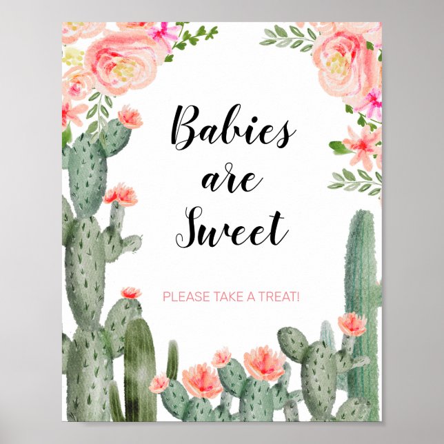 Affiche Cactus Vert Les Bébés Sont Doux S'Il Vous Plaît Pr (Devant)