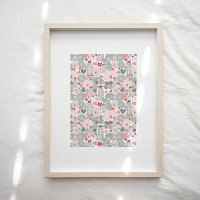 Cactus vert rose motif floral Art Imprimer