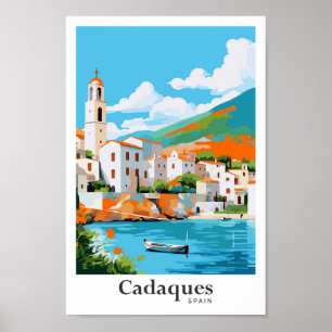 Affiche Cadaques Espagne Portrait Vintage voyage