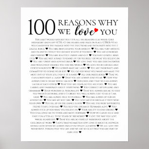 Affiche Cadeau 100e anniversaire 100 raisons pour lesquell