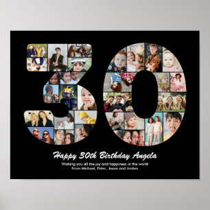 Affiche Cadeau 30e anniversaire numéro 30 photomontage