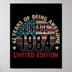 Affiche Cadeau 42e anniversaire Hommes Vintage Né 1984 Tou