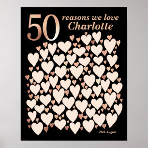 Affiche Cadeau 50 Raisons de Vous Aimer - 50e Anniversaire