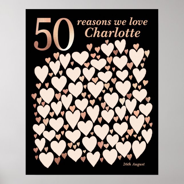 Affiche Cadeau 50 Raisons de vous aimer - 50e Anniversaire (Devant)