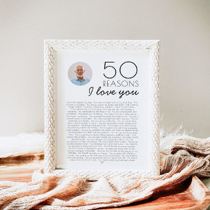 Affiche Cadeau 50 raisons pour lesquelles je t'aime pour a