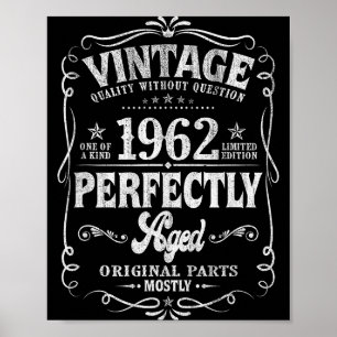 Affiche Cadeau 60 Ans Vintage 1962 60e Anniversaire Fabriq