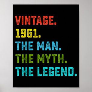 Affiche Cadeau 65e anniversaire homme mythe légende né en