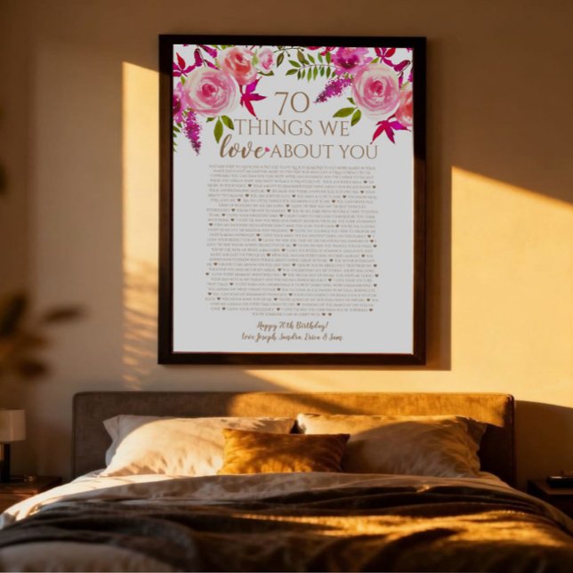 Affiche cadeau 70e anniversaire 70 choses que nous aimons  (Créateur téléchargé)