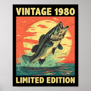 Affiche Cadeau âgé de 45 ans 1980 Pêcheur Poisson 45e