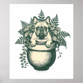 Affiche Cadeau amateur de plante Bouledogue français