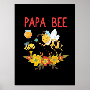 Affiche Cadeau apiculteur   Papa Bee Flowers