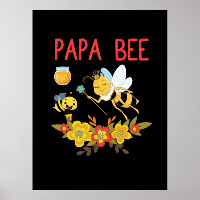 Affiche Cadeau apiculteur | Papa Bee Flowers (Devant)
