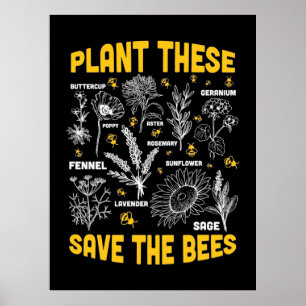 Affiche Cadeau apiculteur Plantes Qui Sauvent Les Abeill
