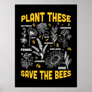 Affiche Cadeau apiculteur | Plantes Qui Sauvent Les Abeill