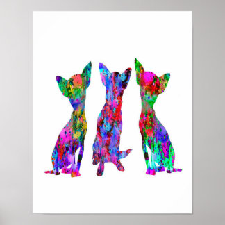 Affiche Cadeau artistique coloré Chihuahua | Cadeau pour l