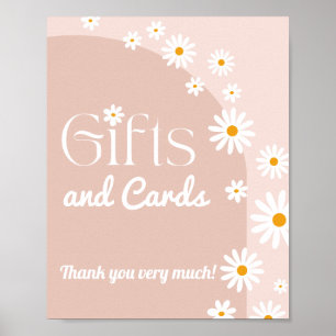 Affiche Cadeau Baby Shower Fille Bohème Bébé Daisy en fleu