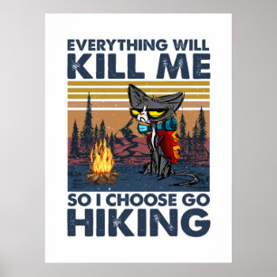 Affiche Cadeau Camper   Aller Randonnée Avec Chat Annivers