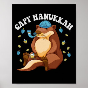 Affiche Cadeau Capy Hanukkah Drôle Capybara Juif Hanukkah